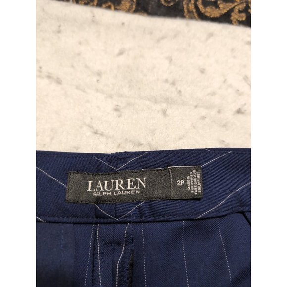 Lauren Ralph Lauren Petite Blue Striped Wool Crepe Ankle Dress Pants Size 2P NWT - Picture 5 of 10